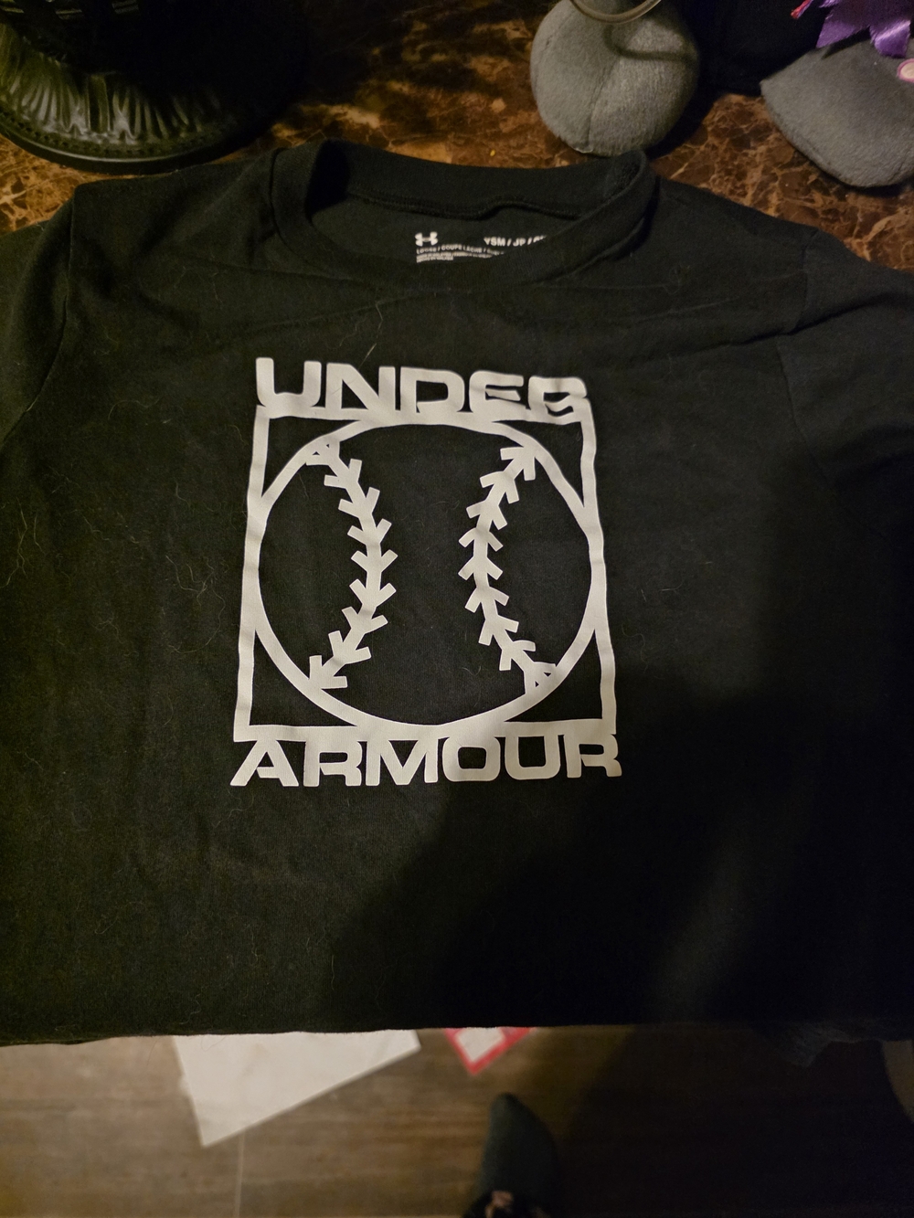 Under Armour Black Long Sleeve Tee with Silver Baseball Logo